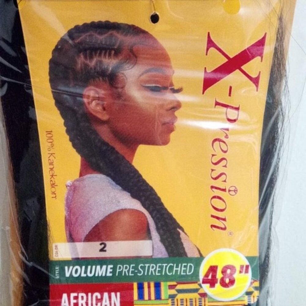 2 Packs New X-pression Volume Pre-Stretched 48" Braid Hair African Collection #2